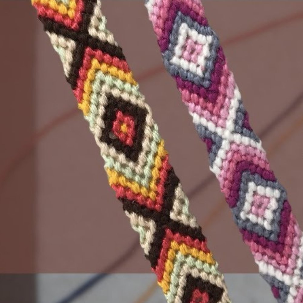 Diamond pattern handmade friendship bracelets!
